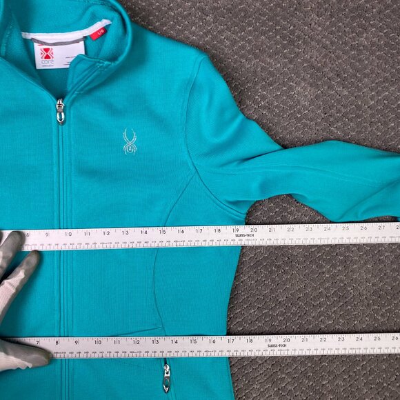 Spyder Core Sweater Full Zip Women's Large Teal Turquoise - Picture 9 of 15